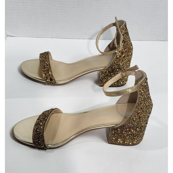 Blue by Betsey Johnson Mari Gold Glitter Block Heel Sandals Size 7M - Picture 6 of 11